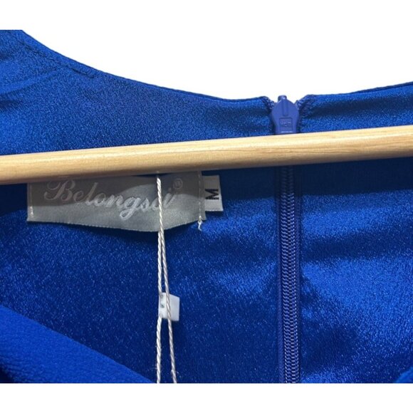 Belongsci NWT Royal Blue Bell Sleeve Tunic Dress - Picture 5 of 7